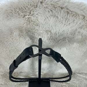 Black Made in Italy Double Braided Leather Infinity Knot Waist Belt Sz XL